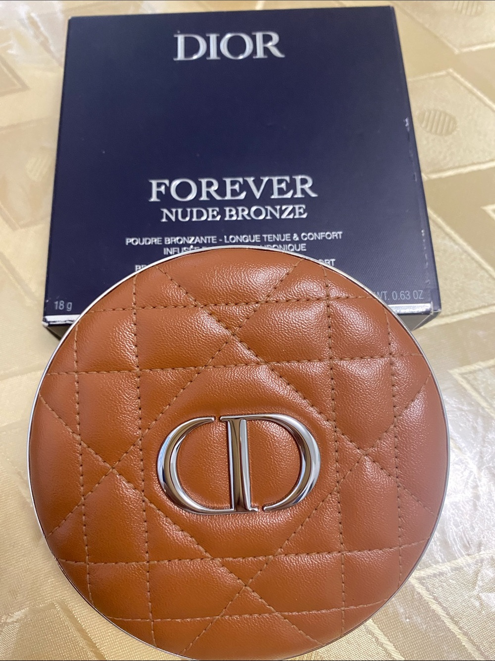 Dior Quilted Leather Bronze Compact with Silver CD Logo Forover Nude New Bronzer